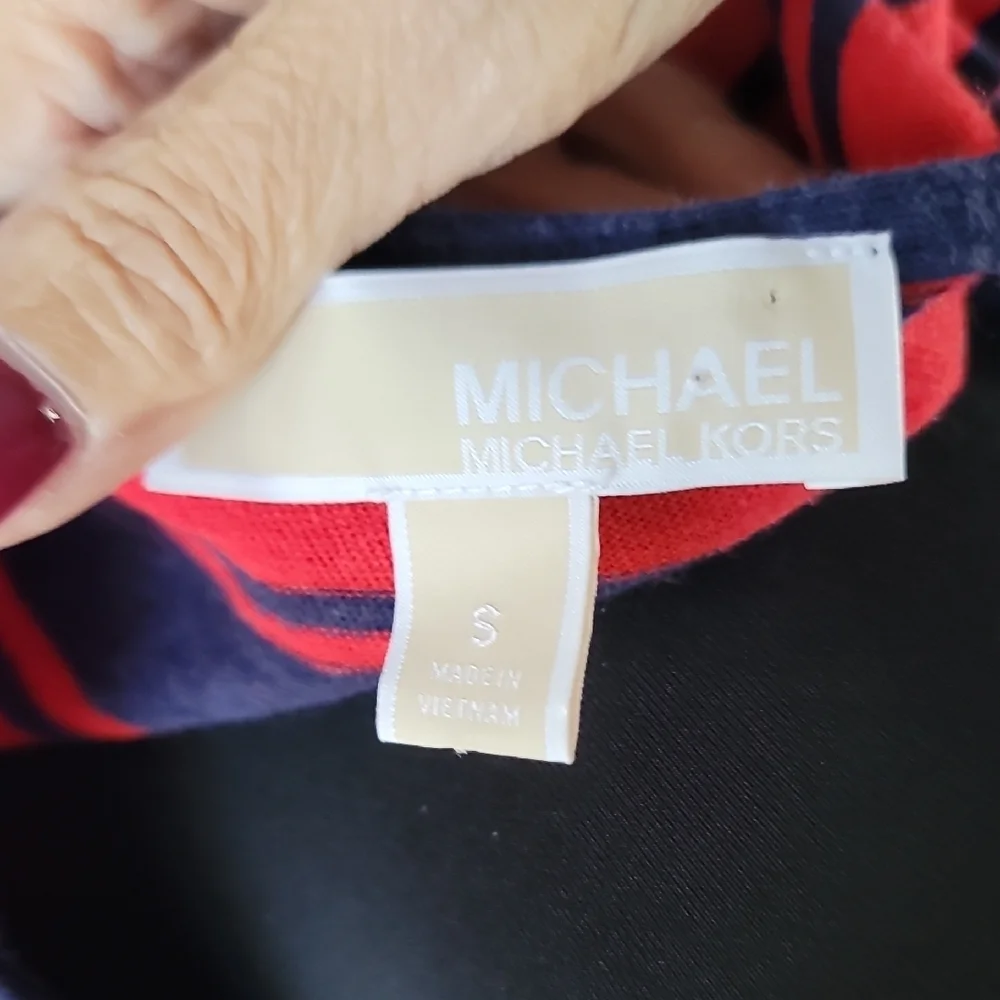 Michael Kors Red and Navy Striped Sleeveless Top